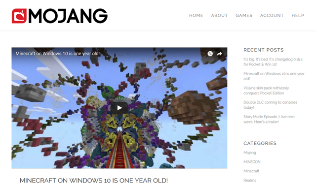 Minecraft on Windows 10 is one year old!