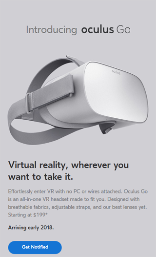Oculus Go 2018年 $199 で発売