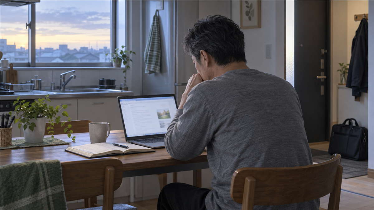 本業に出る前の早朝もアフィリエイト作業に取り組んでいた頃のイメージ